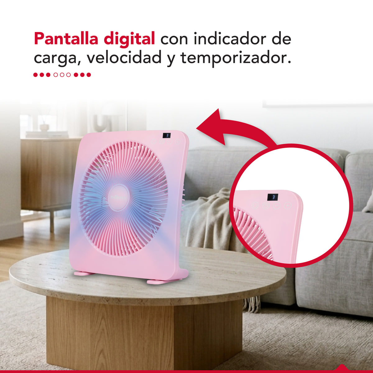 Ventilador USB Recargable Thor Box Fan Rosa