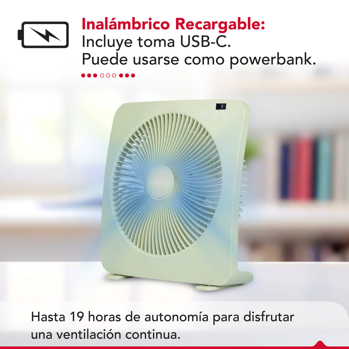 Ventilador USB Recargable Thor Box Fan Verde