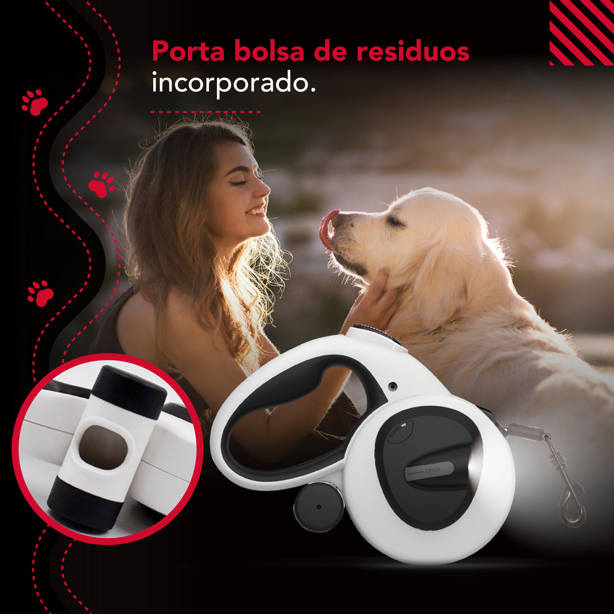Correa Luminosa Thor Usb Light Leash Plus M