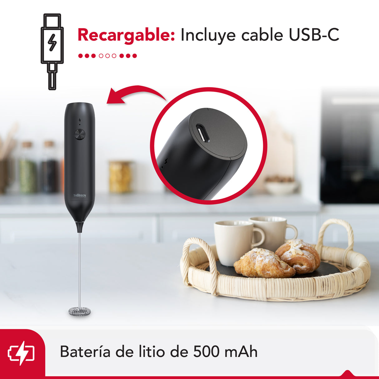 Espumador de leche Thor Usb Milk Frother
