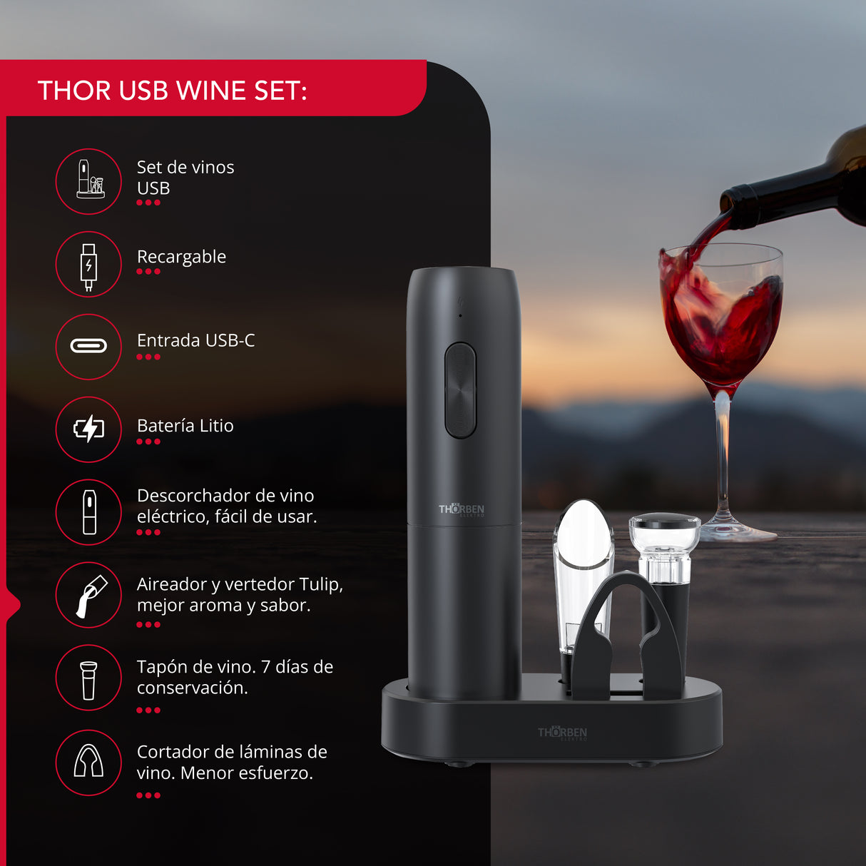 Set de vinos Thor Usb Wine Set